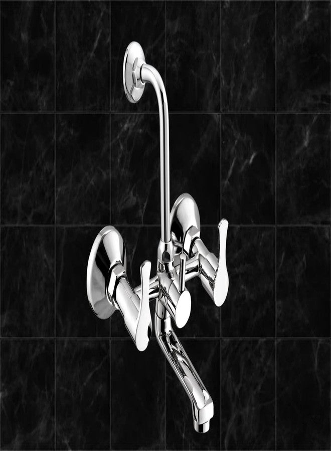 Carnival Full Brass Premium Bathroom Wall Mixer 2 in1 Faucet Set (Chrome Finish) with Provision for Overhead Shower with L Bend Pipe (Wall Mount Installation Type) | Bathroom Mixer Tap - Image 5